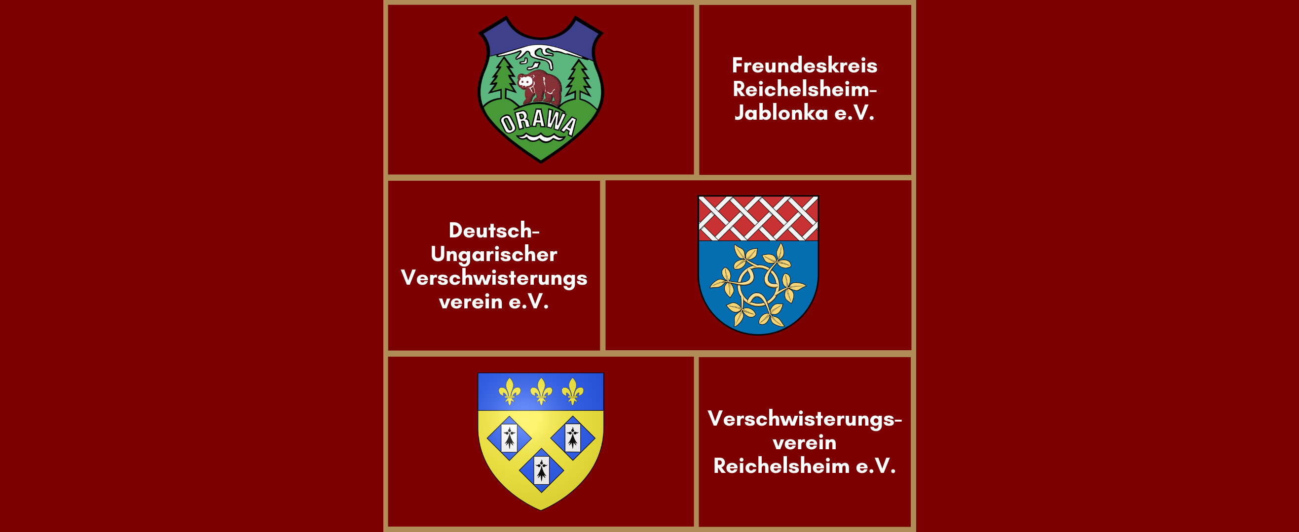 Wappen der Partnergemeinden der Gemeinde Reichelsheim