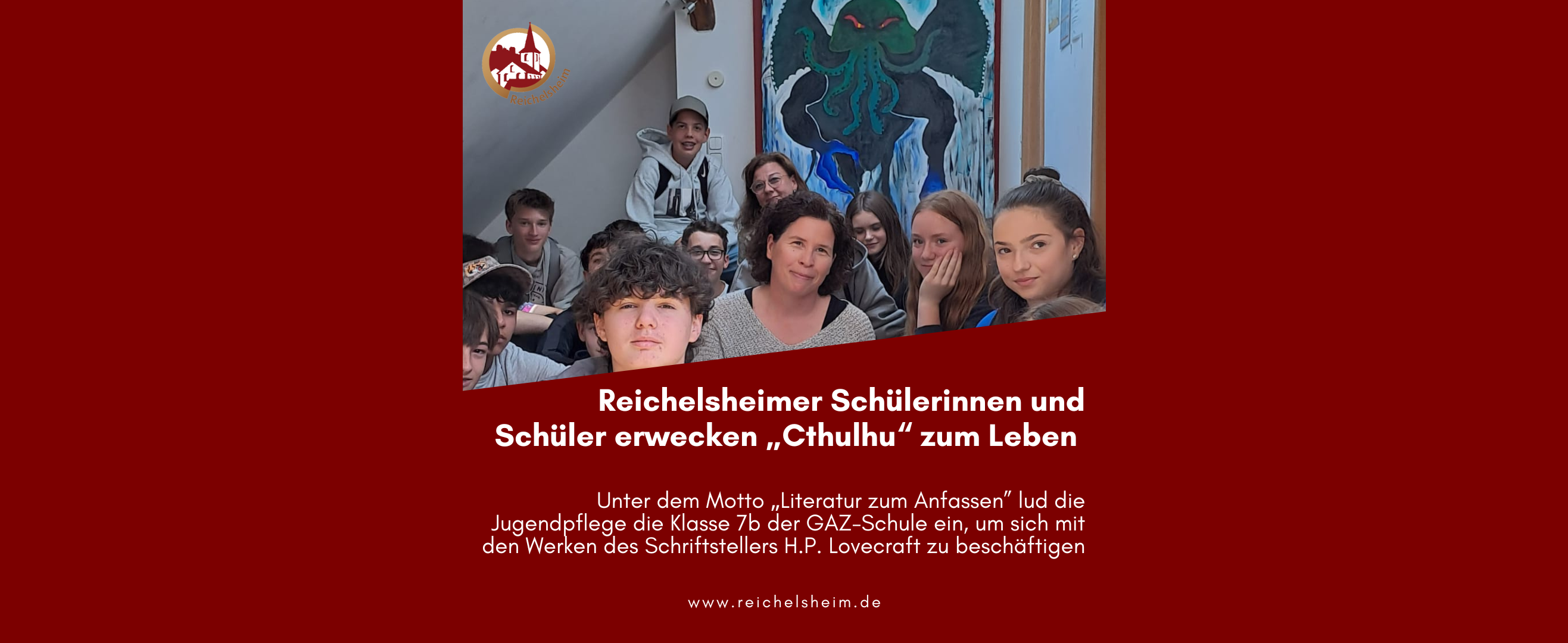 Zweigeteilte Übersicht. Auf der unteren Hälfte ist der Titel des Artikels zu lesen. Auf der oberen Hälfte ist ein zum Artikel passendes Bild platziert.