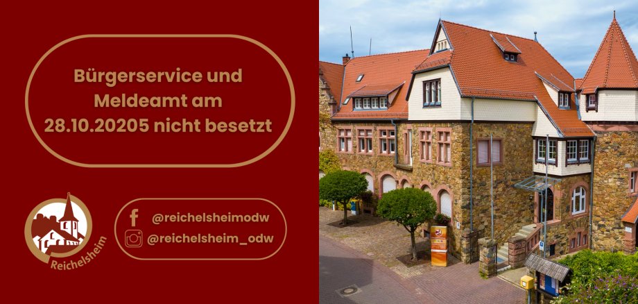 Zweigeteilte Übersicht. Auf der linken Seite ist der Titel des Artikels zu lesen und ein Hinweis auf die Social Media Kanäle der Gemeinde Reichelsheim zu sehen. Auf der rechten Seite ist ein zum Artikel passendes Bild platziert.