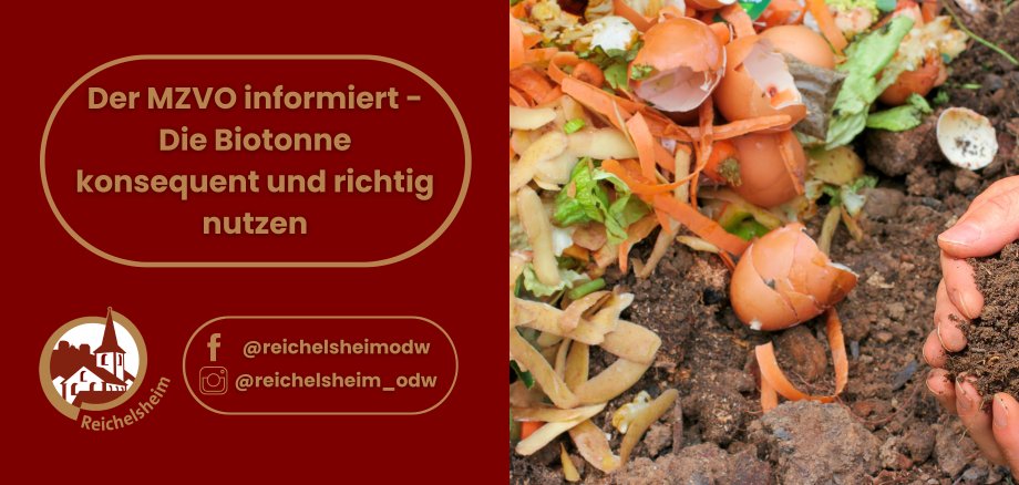 Zweigeteilte Übersicht. Auf der linken Seite ist der Titel des Artikels zu lesen und ein Hinweis auf die Social Media Kanäle der Gemeinde Reichelsheim zu sehen. Auf der rechten Seite ist ein zum Artikel passendes Bild platziert.