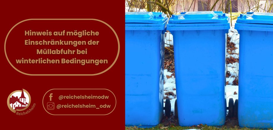 HInweisgrafik mit blauen Papiertonnen