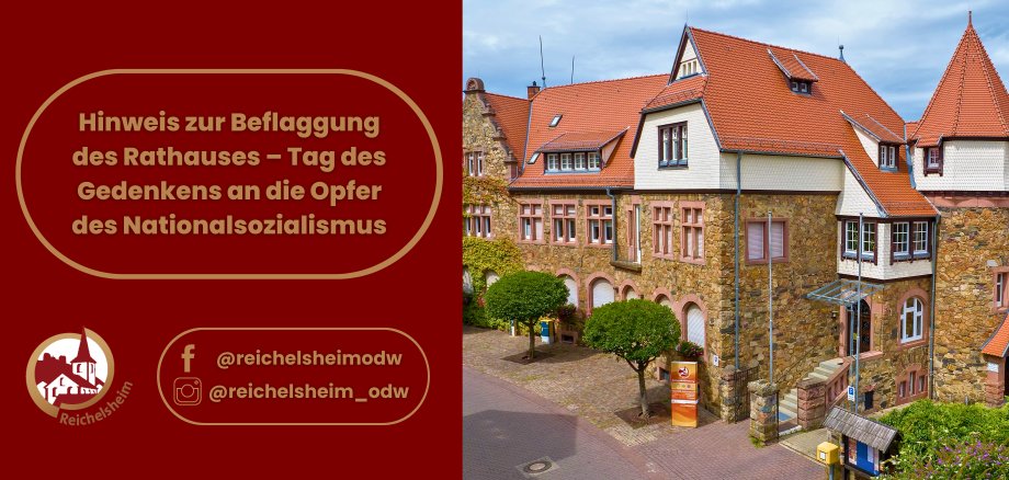 Zweigeteilte Übersicht. Auf der linken Seite ist der Titel des Artikels zu lesen und ein Hinweis auf die Social Media Kanäle der Gemeinde Reichelsheim zu sehen. Auf der rechten Seite ist ein zum Artikel passendes Bild platziert.