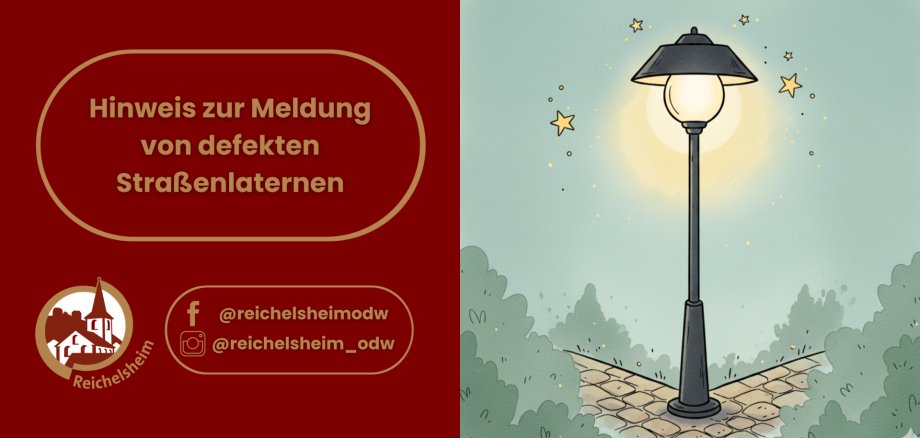 Zweigeteilte Übersicht. Auf der linken Seite ist der Titel des Artikels zu lesen und ein Hinweis auf die Social Media Kanäle der Gemeinde Reichelsheim zu sehen. Auf der rechten Seite ist ein zum Artikel passendes Bild platziert.