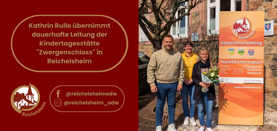Zweigeteilte Übersicht. Auf der linken Seite ist der Titel des Artikels zu lesen und ein Hinweis auf die Social Media Kanäle der Gemeinde Reichelsheim zu sehen. Auf der rechten Seite ist ein zum Artikel passendes Bild platziert.