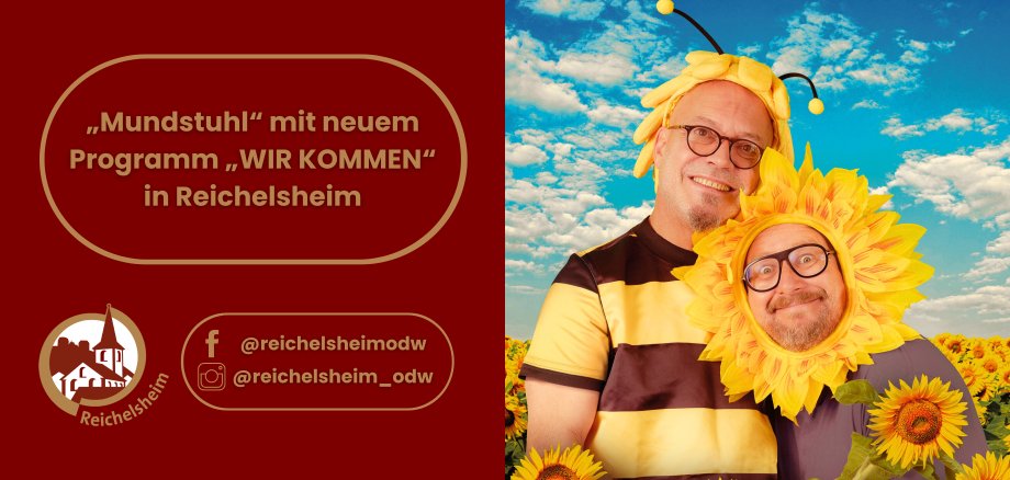 Zweigeteilte Übersicht. Auf der linken Seite ist der Titel des Artikels zu lesen und ein Hinweis auf die Social Media Kanäle der Gemeinde Reichelsheim zu sehen. Auf der rechten Seite ist ein zum Artikel passendes Bild platziert.