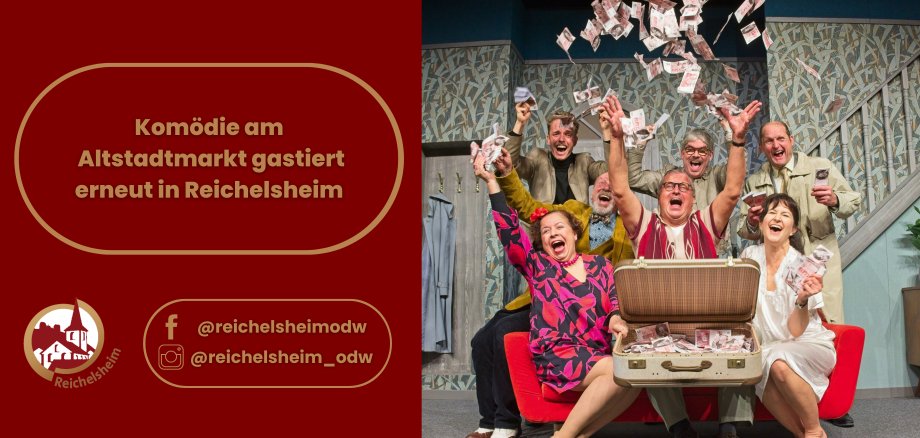 Hinweisgrafik mit Pressebild der Komödie am Altstadtmarkt