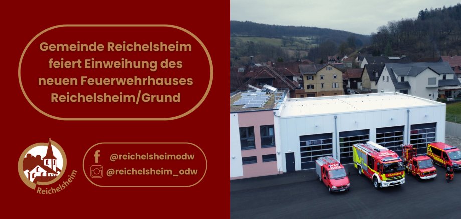 Zweigeteilte Übersicht. Auf der linken Seite ist der Titel des Artikels zu lesen und ein Hinweis auf die Social Media Kanäle der Gemeinde Reichelsheim zu sehen. Auf der rechten Seite ist ein zum Artikel passendes Bild platziert.