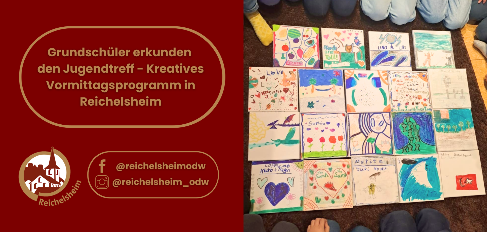 Zweigeteilte Übersicht. Auf der linken Seite ist der Titel des Artikels zu lesen und ein Hinweis auf die Social Media Kanäle der Gemeinde Reichelsheim zu sehen. Auf der rechten Seite ist ein zum Artikel passendes Bild platziert.