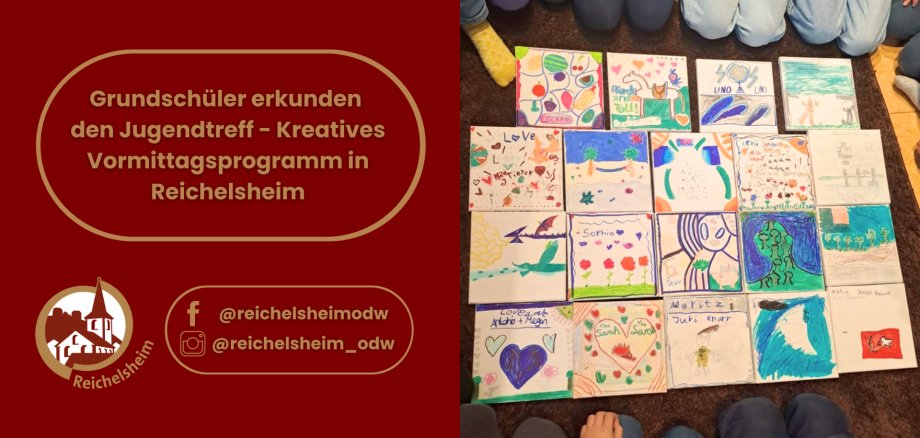 Zweigeteilte Übersicht. Auf der linken Seite ist der Titel des Artikels zu lesen und ein Hinweis auf die Social Media Kanäle der Gemeinde Reichelsheim zu sehen. Auf der rechten Seite ist ein zum Artikel passendes Bild platziert.