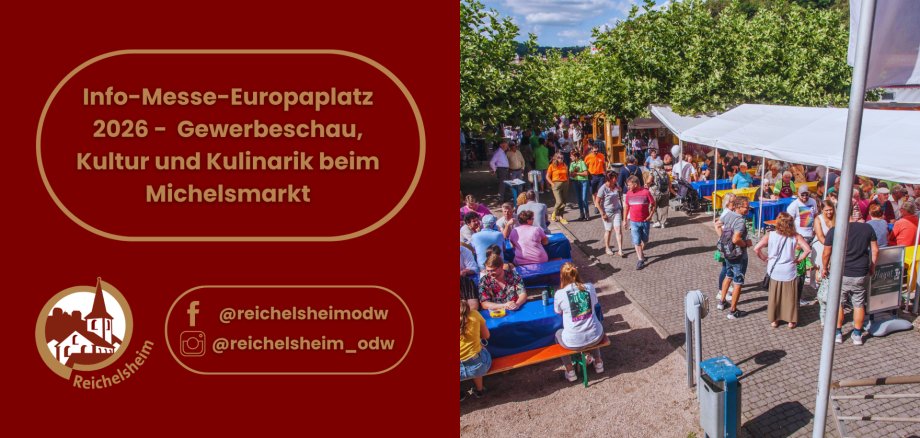 Info-Messe-Europaplatz 2026 - Gewerbeschau, Kultur und Kulinarik beim Michelsmarkt Info-Messe Europaplatz 2026: Gewerbeschau, Kultur & Kulinarik. Foto zeigt ein belebtes Festgelände unter Bäumen mit Zelten und Besuchern.