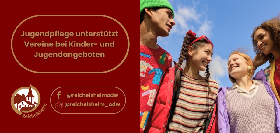 Zweigeteilte Übersicht. Auf der linken Seite ist der Titel des Artikels zu lesen und ein Hinweis auf die Social Media Kanäle der Gemeinde Reichelsheim zu sehen. Auf der rechten Seite ist ein zum Artikel passendes Bild platziert.