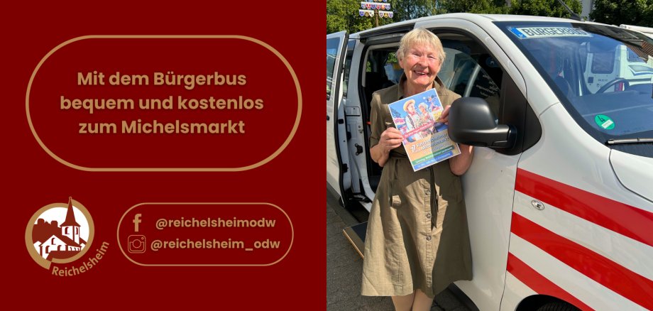 Zweigeteilte Übersicht. Auf der linken Seite ist der Titel des Artikels zu lesen und ein Hinweis auf die Social Media Kanäle der Gemeinde Reichelsheim zu sehen. Auf der rechten Seite ist ein zum Artikel passendes Bild platziert.