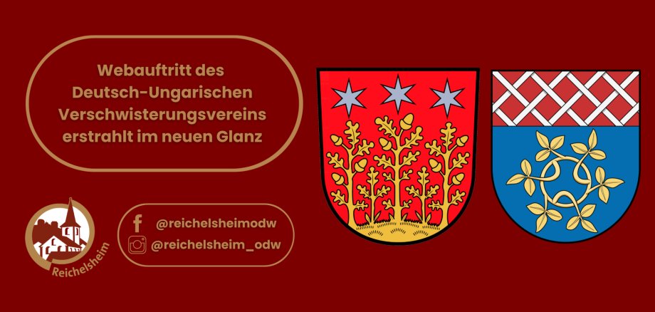 Zweigeteilte Übersicht. Auf der linken Seite ist der Titel des Artikels zu lesen und ein Hinweis auf die Social Media Kanäle der Gemeinde Reichelsheim zu sehen. Auf der rechten Seite ist ein zum Artikel passendes Bild platziert.